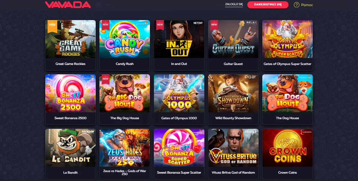 Vavada sloty, gry na żywo i szybkie gry crash w lobby
